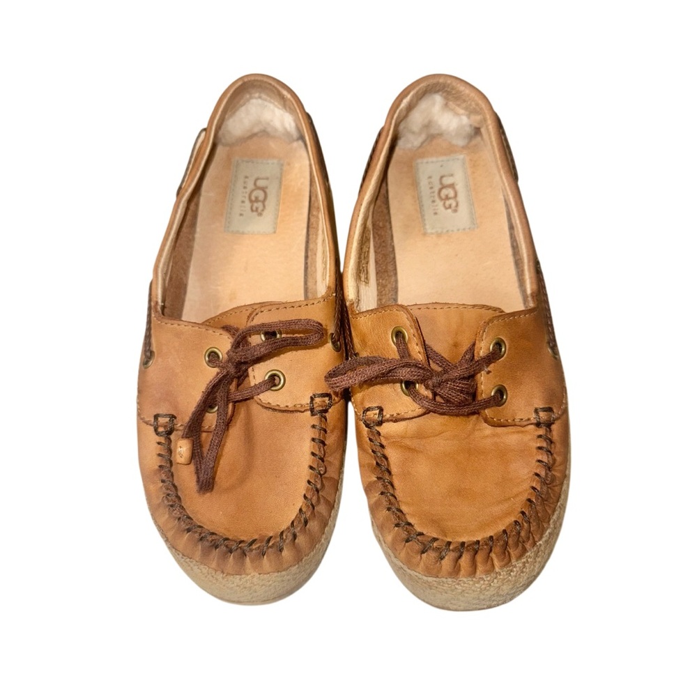 UGG ANSLEY MOCCASIN LEATHER SLIP ON loafers WOMEN’s flats shoes size 6.5